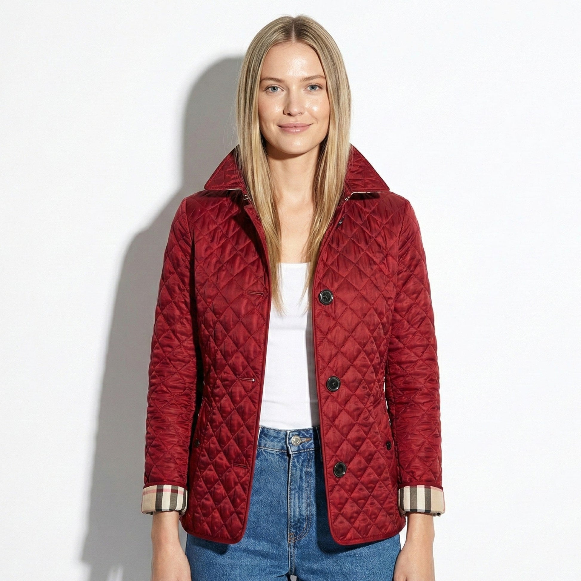 Women's black quilted jacket lightweight insulation relaxed silhouette versatile outdoor layer sizes M-5XL