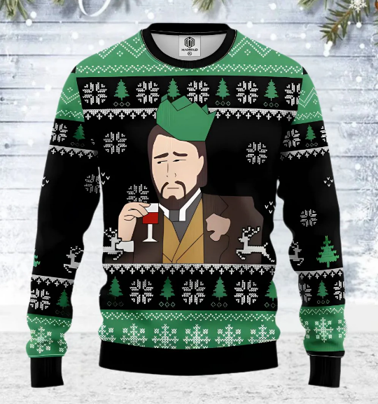 Men's funny meme Christmas sweater relaxed fit with eye-catching holiday graphic print