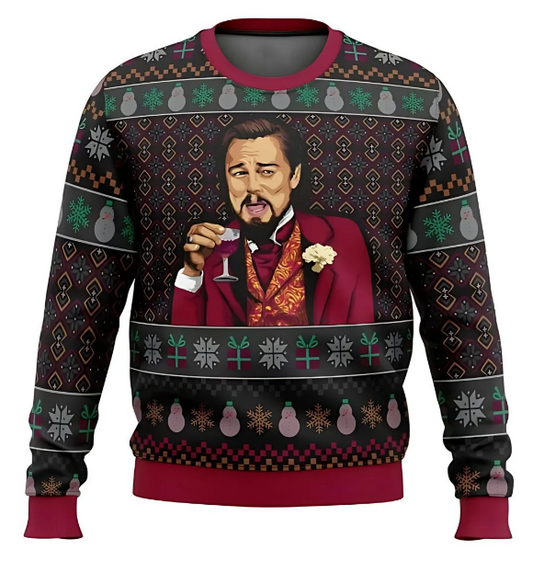Men's funny meme Christmas sweater relaxed fit with humorous holiday graphic print
