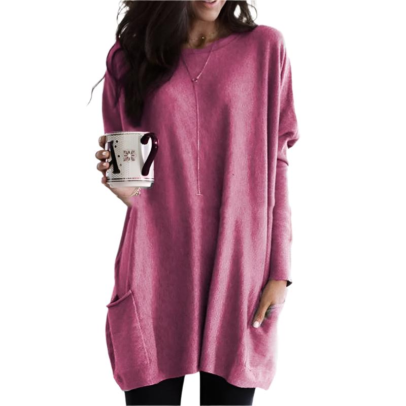 Women's long trench sweater in cozy winter knit with elongated structured silhouette and timeless style