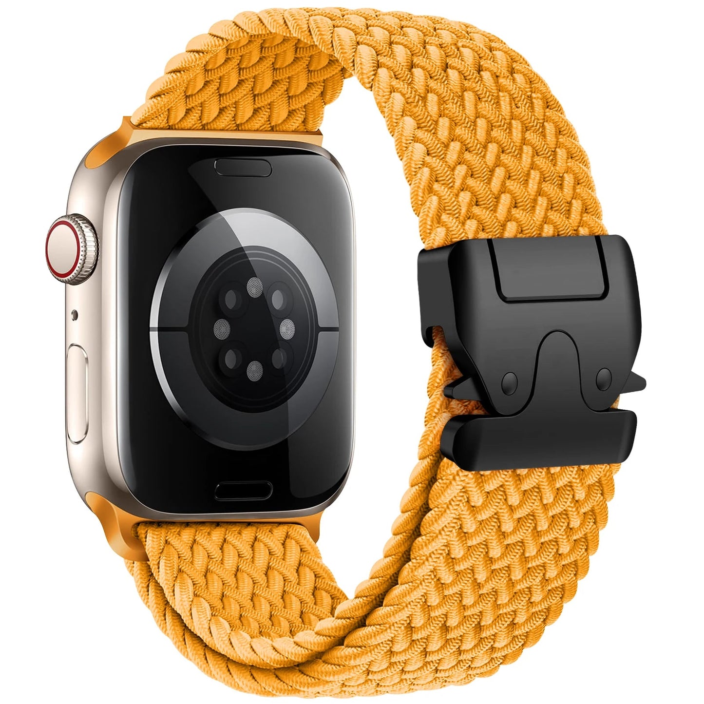 Strauss elastic nylon Apple Watch band in neutral tone with parachute buckle for active lifestyles