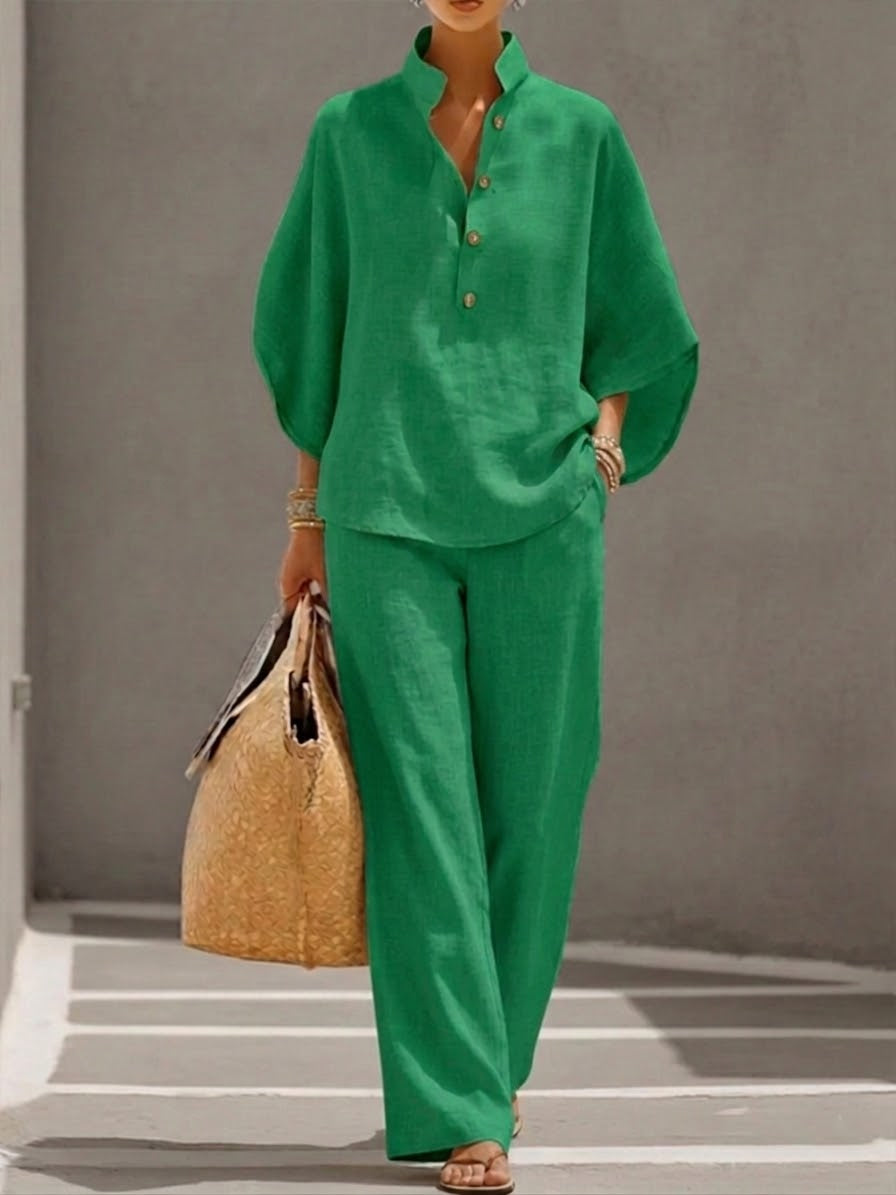 Nadia | Women's 2 Piece Set Batwing Top Wide Leg Pants
