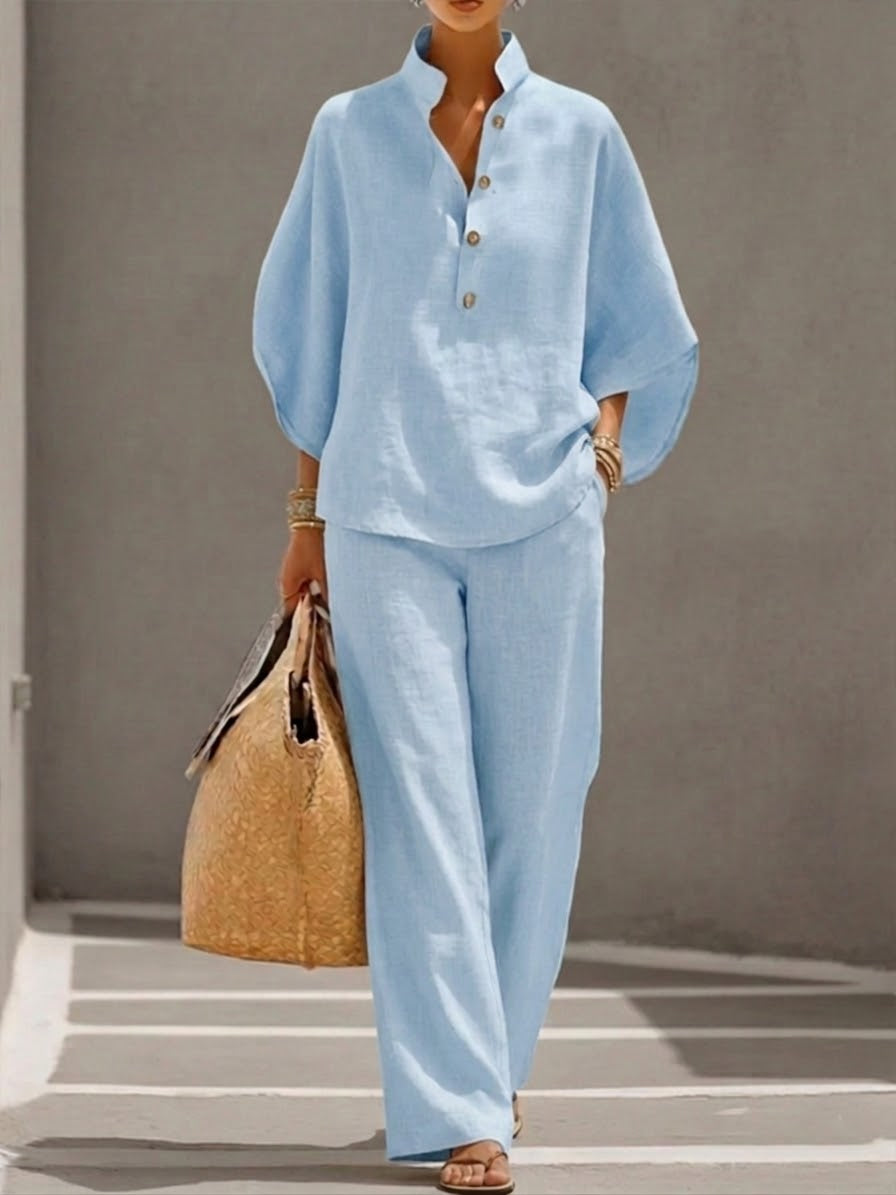 Nadia | Women's 2 Piece Set Batwing Top Wide Leg Pants