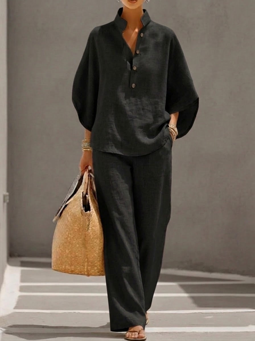 Nadia | Women's 2 Piece Set Batwing Top Wide Leg Pants