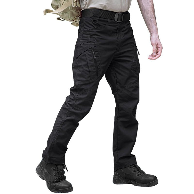 Men's tactical cargo pants water-resistant grid weave outdoor hiking style with 9 pockets