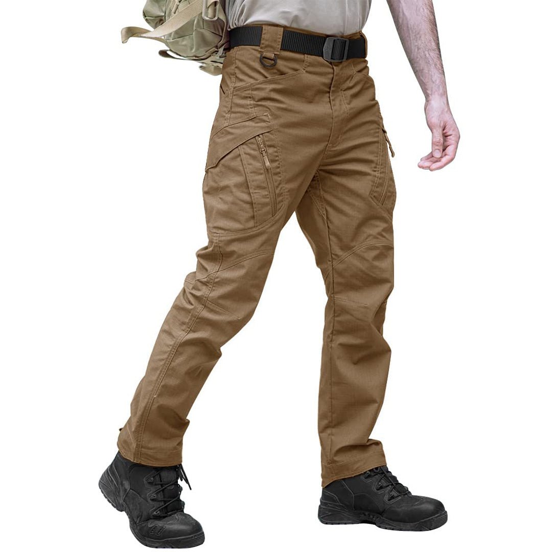 Men's tactical cargo pants water-resistant grid weave hiking trousers with 9 utility pockets