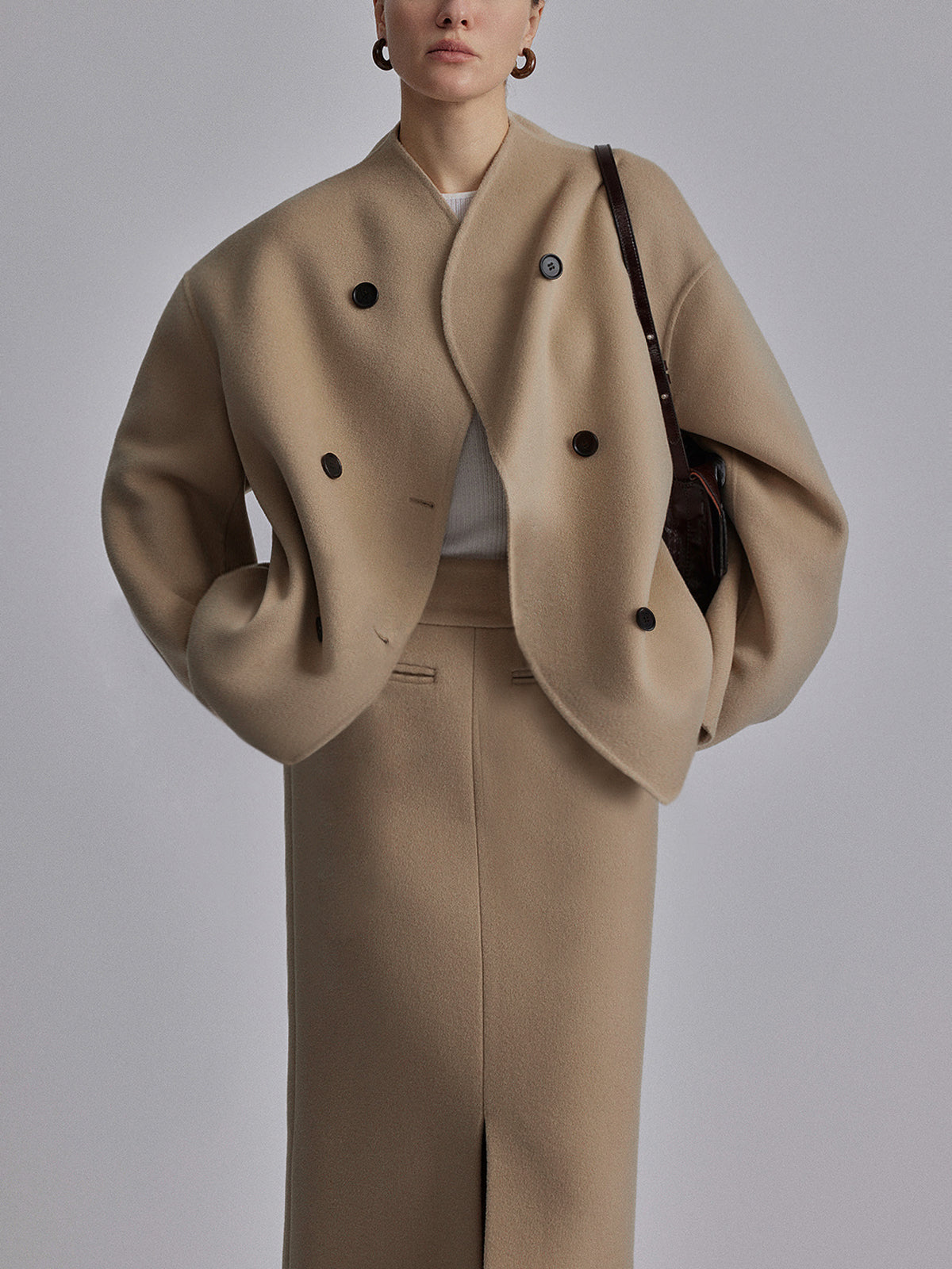 Women's oversized button-down jacket casual long sleeve relaxed fit with front button closure