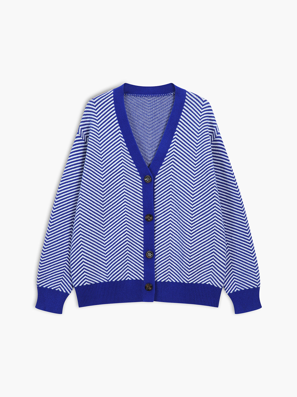 Women's oversized herringbone cardigan cozy knit with contrast binding high-stretch relaxed fit