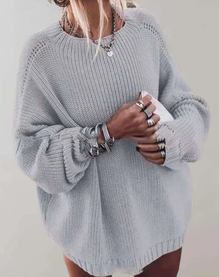 Shilo women's autumn sweater, relaxed-fit jumper in neutral tone with sustainable style
