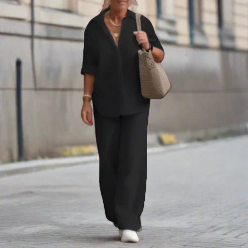 Women's chic two-piece coordinated set elegant versatile design for work and weekend outings