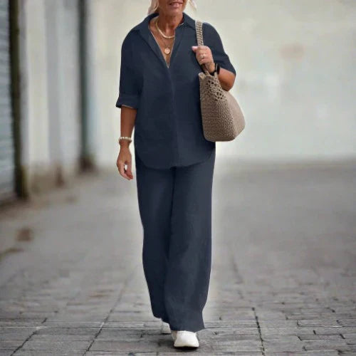 Women's two-piece coordinated set elegant chic style versatile comfort wear for work and weekend