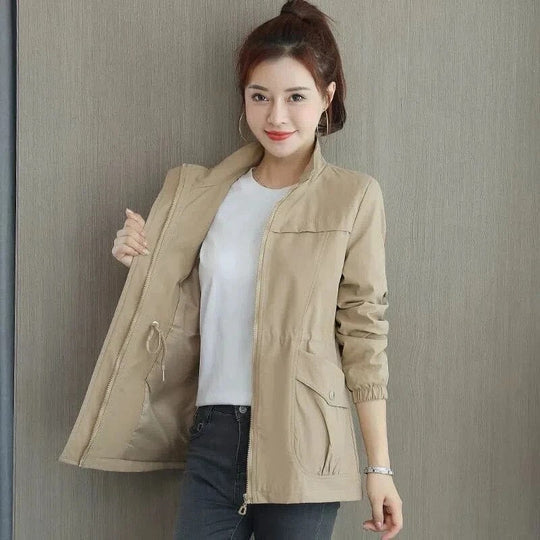 Brooklyn women's relaxed fit waterproof trench coat with adjustable waist for stylish everyday wear