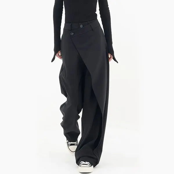 Isabella Vionnet Paloma wide-leg pants high-rise asymmetric silhouette luxe Bemberg rayon blend