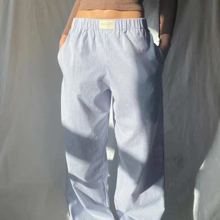 Women's flowing linen pants relaxed fit breathable natural drape versatile everyday style
