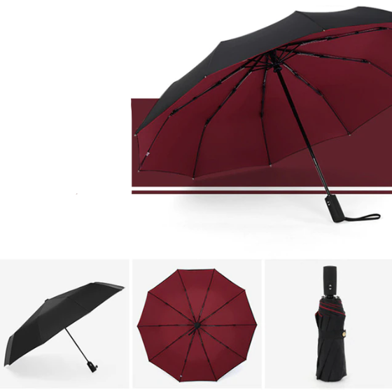 Urbann-Vibe storm-proof folding umbrella compact wind-resistant design for urban travelers in black