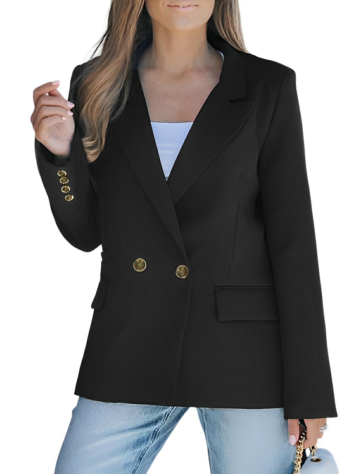 Women's tailored blazer lapel collar long sleeve slim-fit professional jacket versatile elegant design