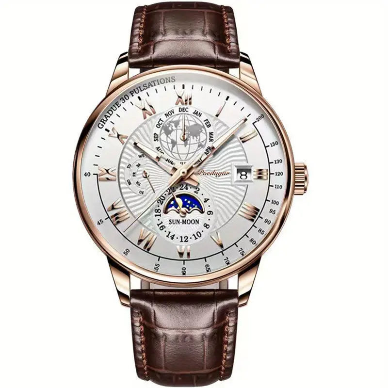 LunaCraft handmade moon phase watch, celestial dial design, artisan craftsmanship for style enthusiasts