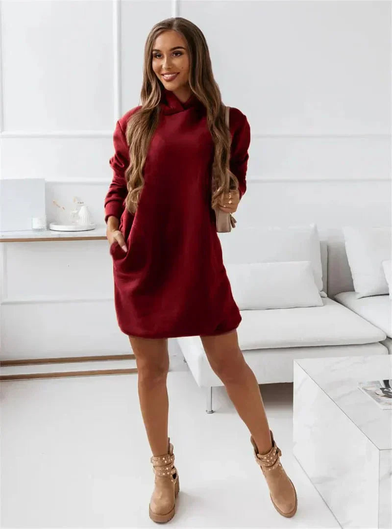 Women's hooded Bristol dress relaxed fit soft fabric sporty casual everyday style