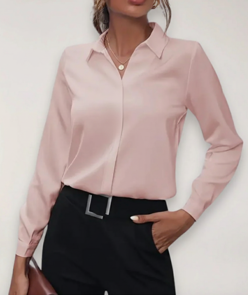 Charlotte women's tailored fit spring office blouse classic buttoned front professional workwear