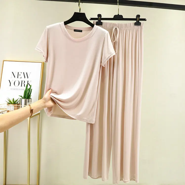 Women's lounge set soft breathable fabric relaxed draped silhouette with adjustable waistband
