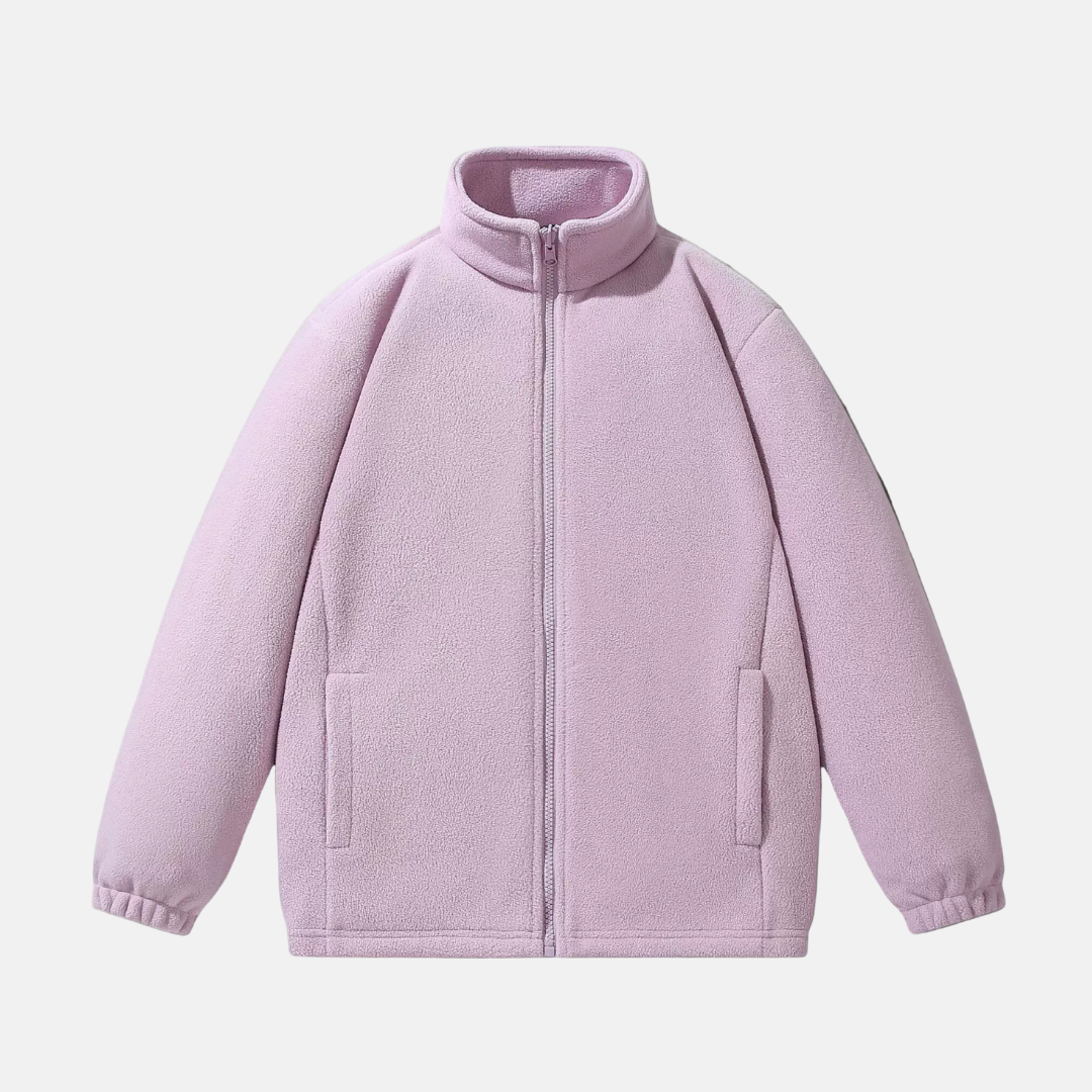 Men's gray fleece jacket relaxed fit full-zip stand-up collar cozy winter outerwear Urbann-Vibe