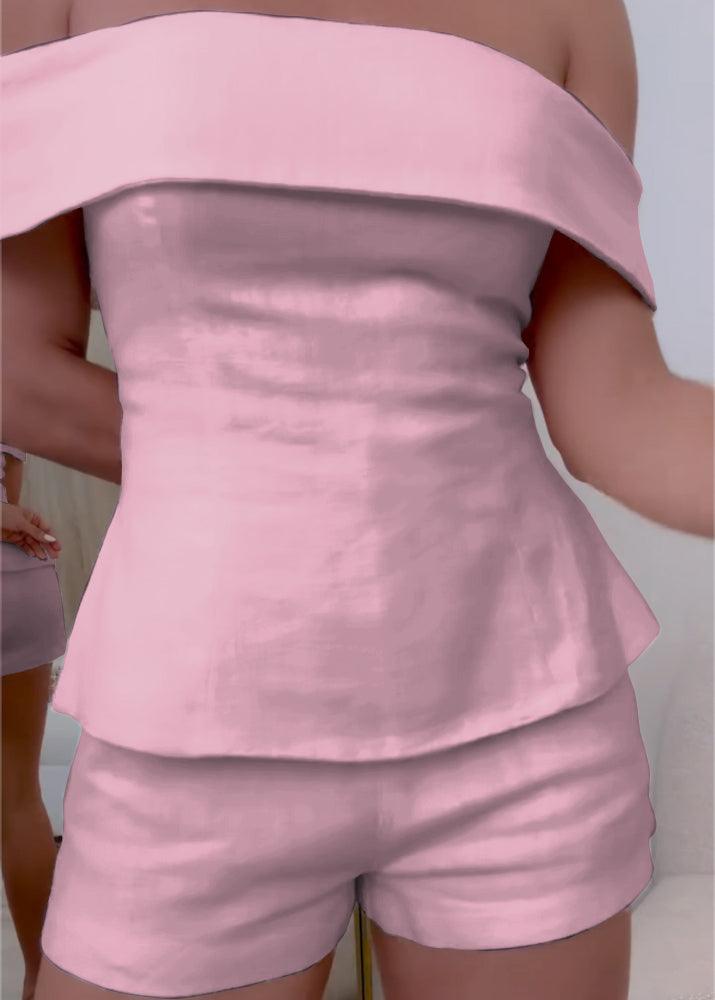 Women white cotton blend two-piece suit cropped button top with zipper closure tailored pants