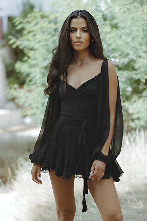 Women's lightweight airy summer dress with built-in shorts, breathable relaxed fit for beach days