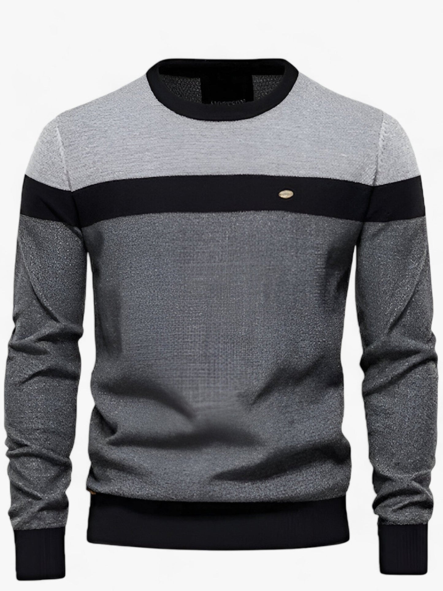 Men's color-block cotton knit sweater classic fit breathable premium elastane blend