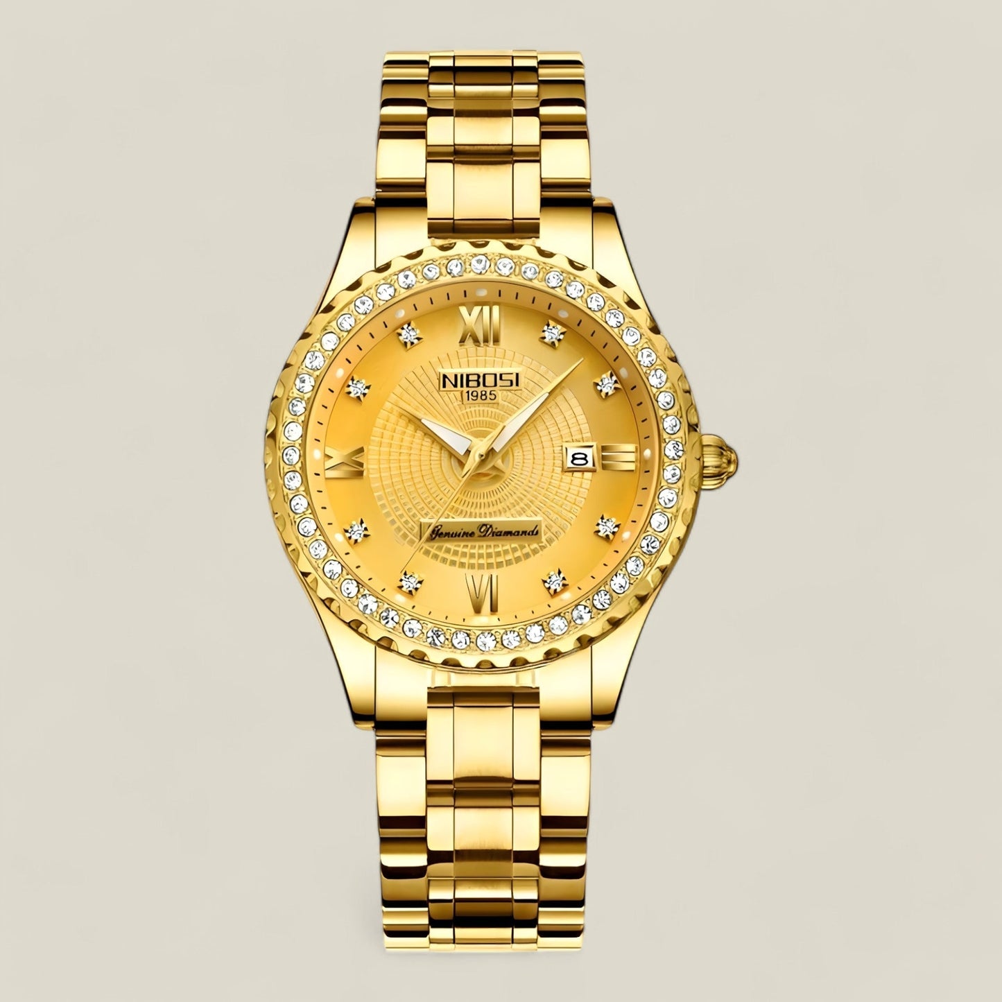 Agnes women's elegant stainless steel analog watch with polished finish for business and formal wear