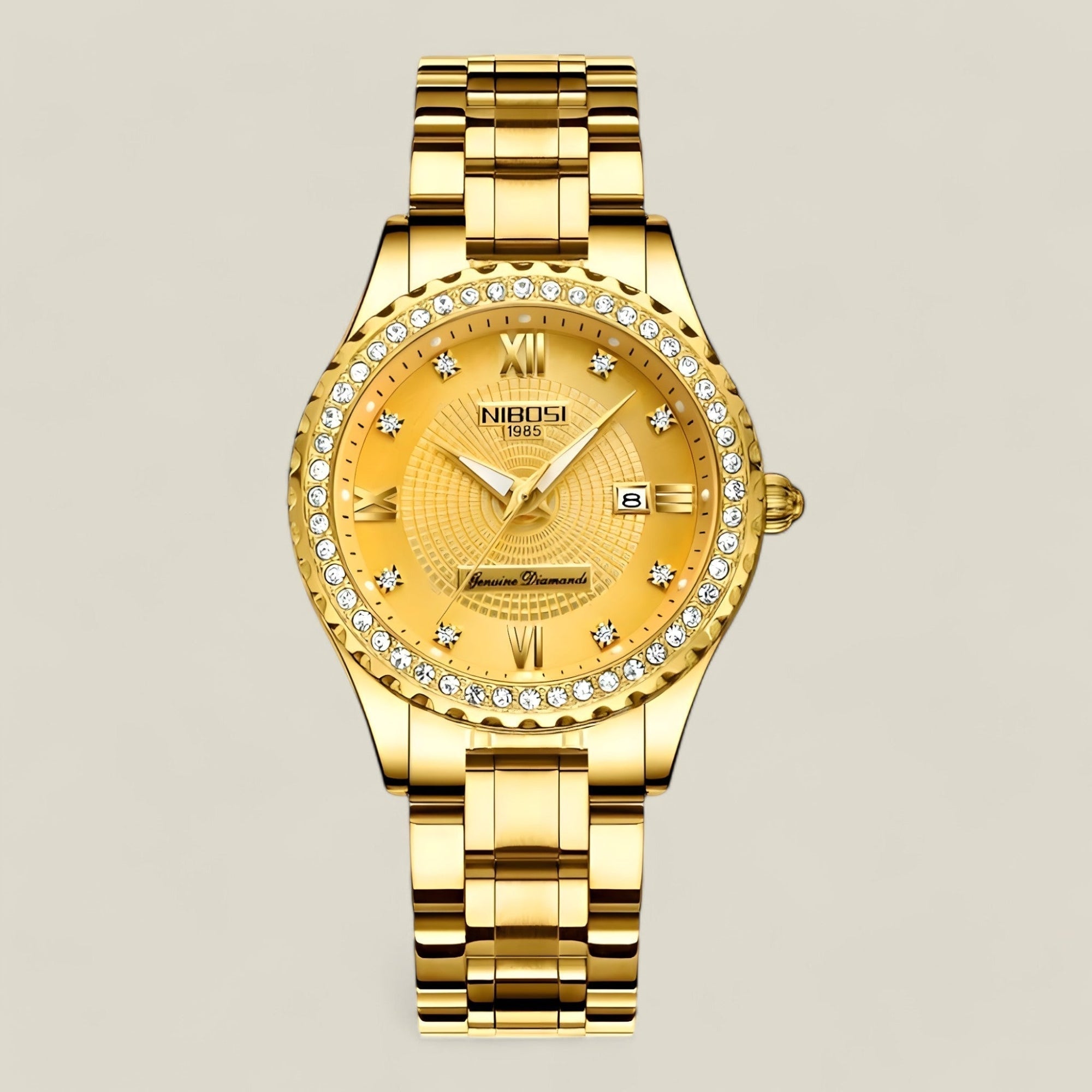 Agnes women's elegant stainless steel analog watch with polished finish for business and formal wear