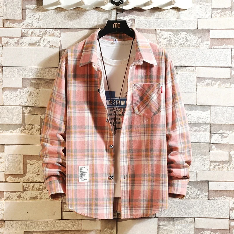 Vanguard relaxed fit plaid flannel shirt soft cotton-blend breathable casual streetwear button front