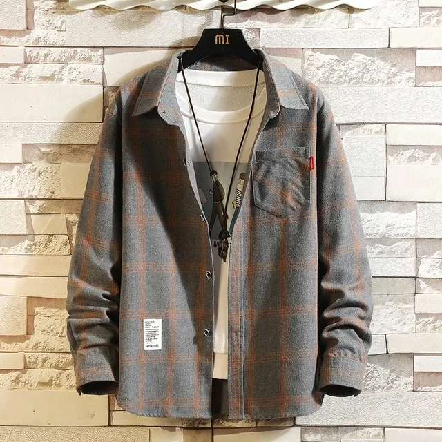 Vanguard relaxed fit plaid flannel shirt soft cotton-blend breathable casual streetwear button front