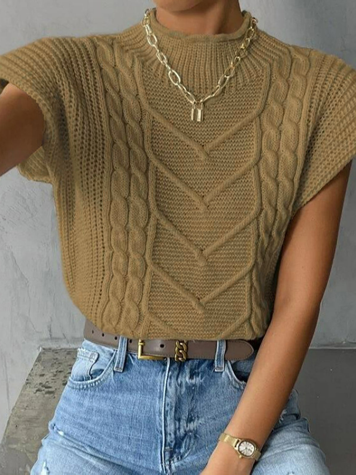 Women's soft knit sweater vest cap sleeve casual layering top lightweight versatile style