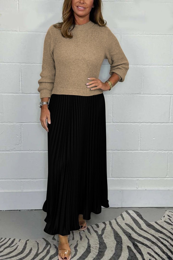 Women's pleated maxi skirt high waist elegant folds lightweight versatile everyday party wear
