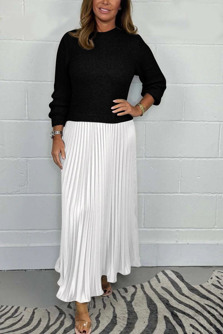 Women's pleated maxi skirt high waist elegant folds lightweight versatile everyday party wear