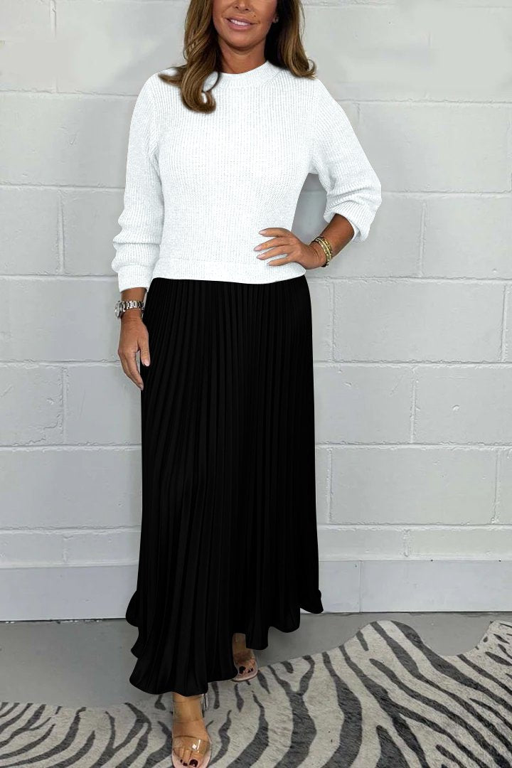 Women's pleated maxi skirt high waist elegant folds lightweight versatile everyday party wear