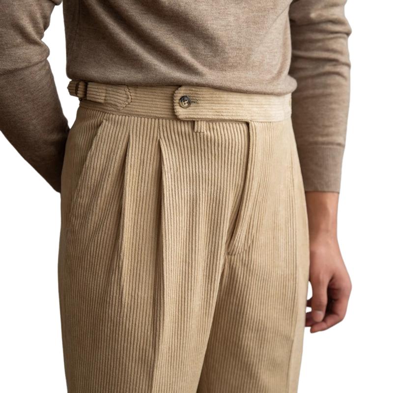 Men's brown corduroy pants Naples fit retro style with premium fabric and timeless silhouette