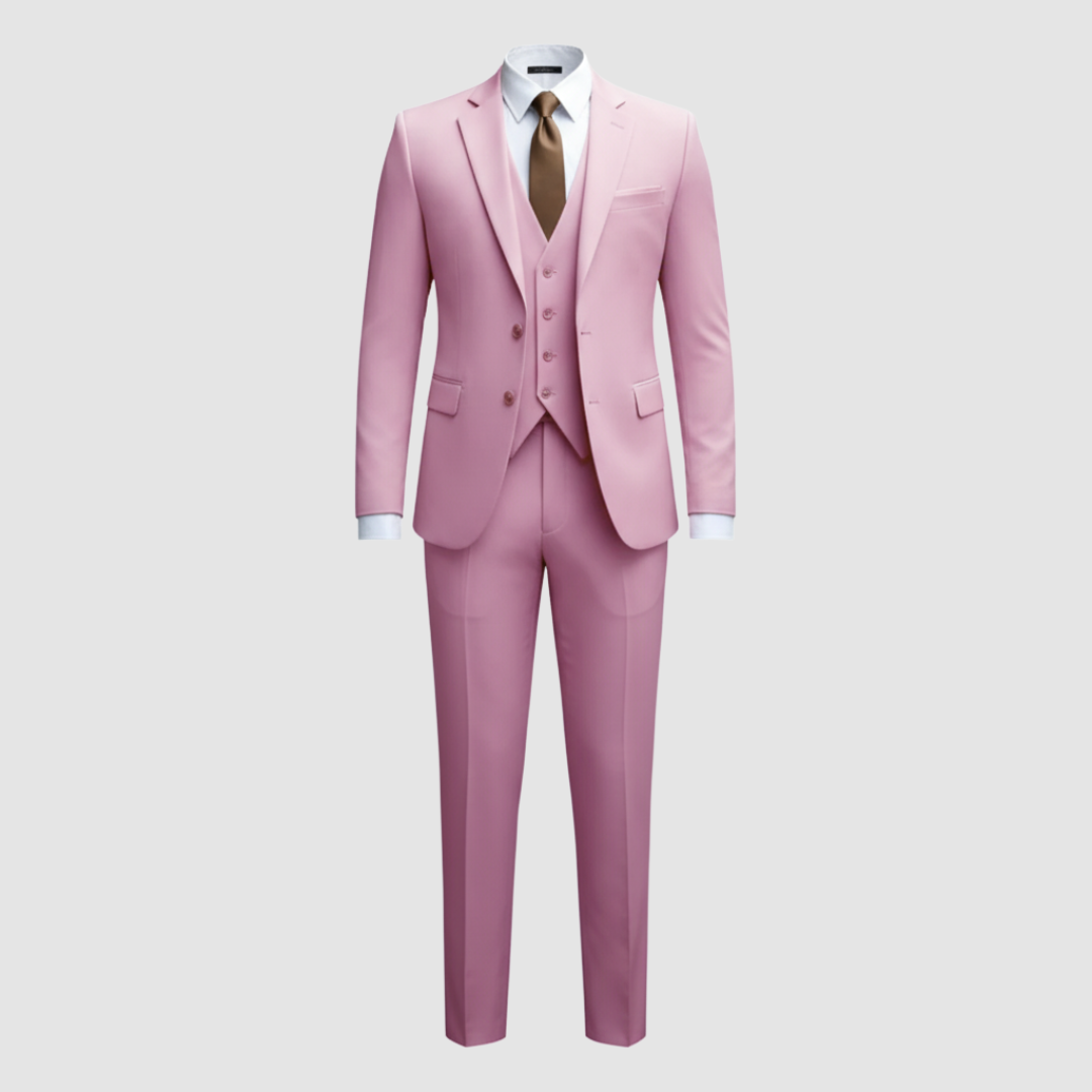 Men's black classic fit 3-button formal suit set with matching shirt and tie for special occasions