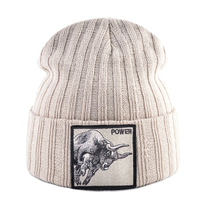 Black knit beanie with embroidered Predator patches, soft breathable stretch fit for outdoor style