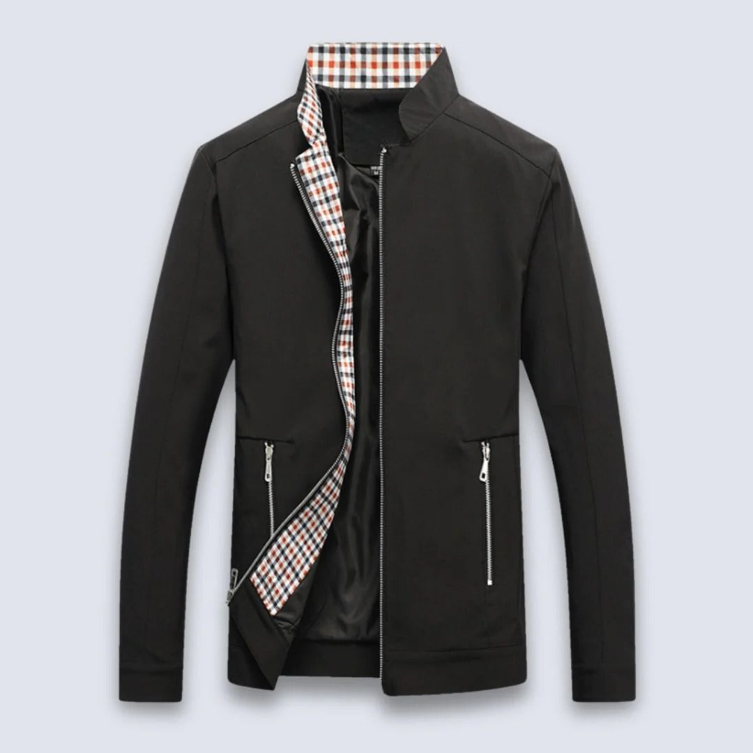 Lightweight navy blue Prestige zip-front spring jacket slim professional cut transitional wear