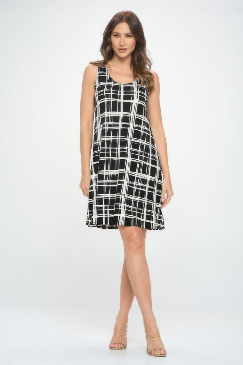 Women's flowy mini tank dress allover print sleeveless above-the-knee breathable everyday chic