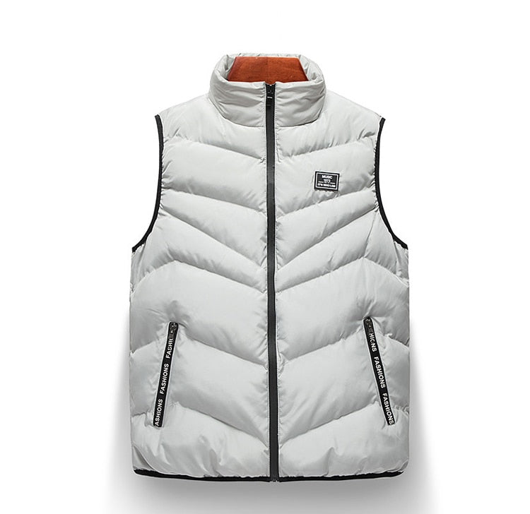 Men's zip-up vest with vertical seams, structured slim fit, multiple pockets for versatile layering