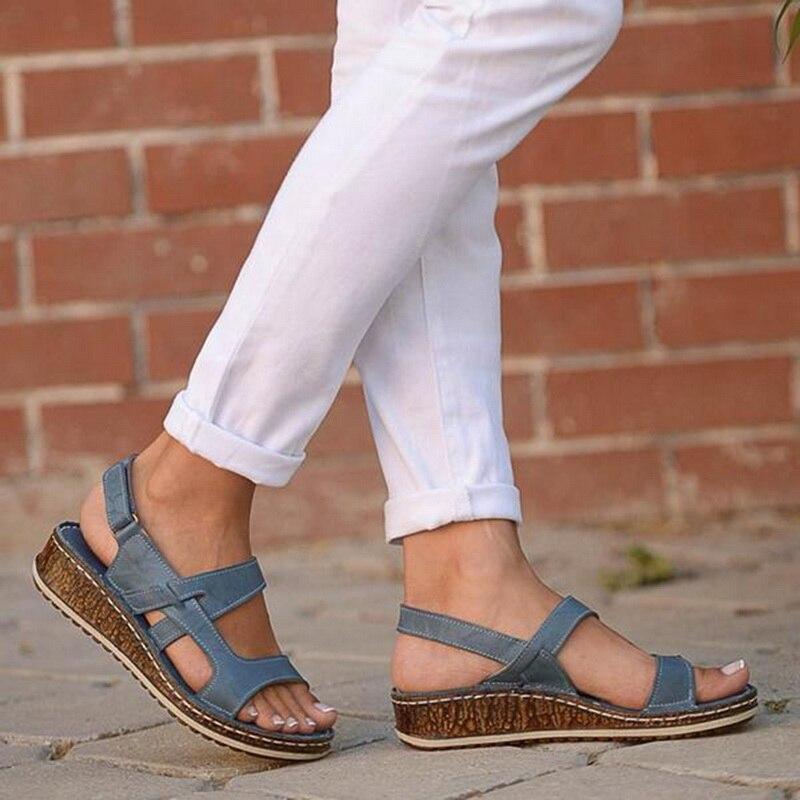 Women's strappy wedge sandals open-toe multi-strap upper lightweight warm-weather casual style