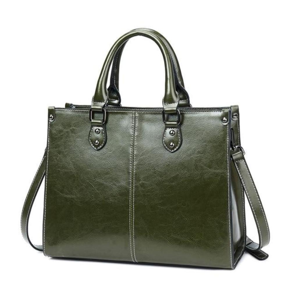 Sally structured faux leather handbag with top handles and detachable strap, polished silhouette
