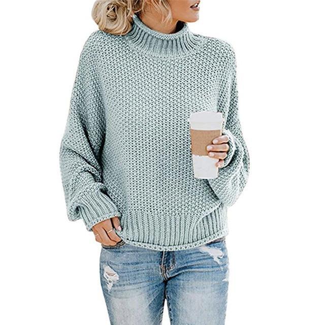 Women's cozy knit pullover sweater elegant relaxed fit plush soft texture for cold days
