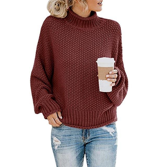 Women's cozy knit pullover sweater relaxed silhouette soft plush texture elegant cold-weather style