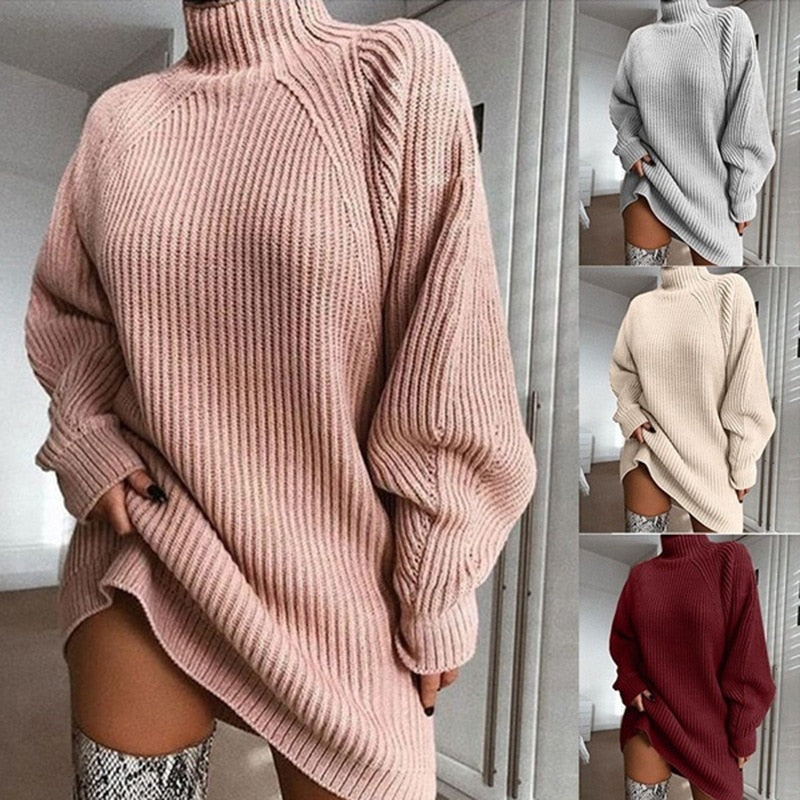 Women's cozy knitted sweater in neutral tone, relaxed fit, timeless autumn winter wardrobe essential