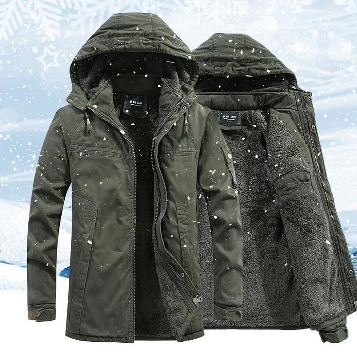 Navy hooded winter jacket with fleece lining and waterproof shell, ideal for outdoor cold-weather adventures