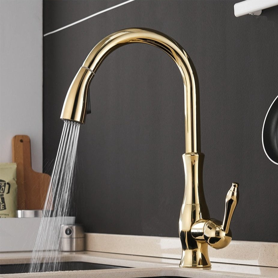 Anton pull-out kitchen faucet stainless steel finish extendable spray head modern home cook design