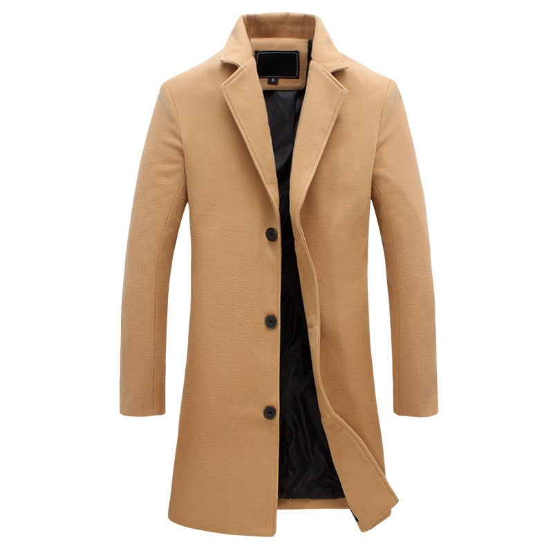 Men's Martin formal long overcoat elongated silhouette clean tailored lines timeless classic style
